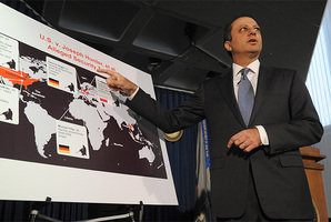 US Attorney for the Southern District Preet Bharara announces the charges against Joseph Hunter. Photo / AP
