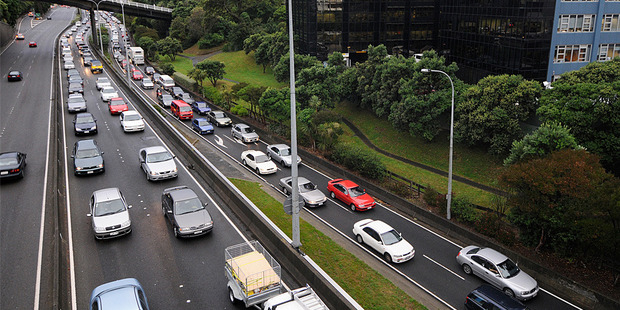 Early morning rush hour traffic in Wellington.