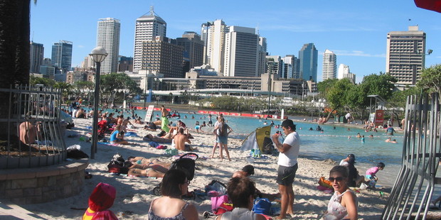 The artificial beach is topped up with 70 tonnes of local sand every year to ensure it is in pristine condition.