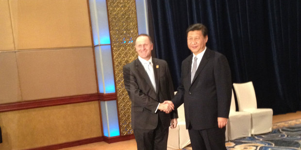 John Key shakes hands with Chinese Premier Xi Jinping. Photo/ supplied