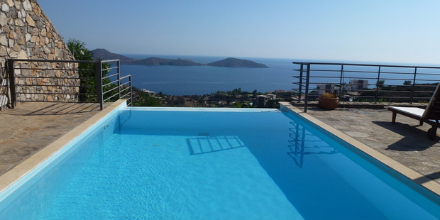 Mirabello Bay from the pool at Solfez Villas.