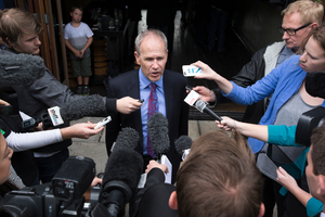 Re-elected Auckland Mayor Len Brown at the Kinglander Bar in Auckland, where he celebrated his win with family and friends. Photo / Greg Bowker