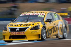 James Moffat drives his Nissan Altima to victory at Winton. Photo / Edge Photographics