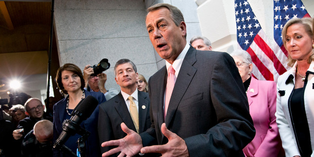 House Speaker John Boehner speaks during a news conference on Capitol Hill in Washington.