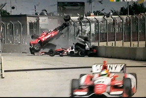 Dario Franchitti's terrible crash IndyCar 2013 Grand Prix of Houston.