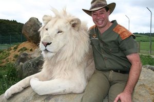 Lion Man Craig Busch at Kingdom of Zion wildlife park.
