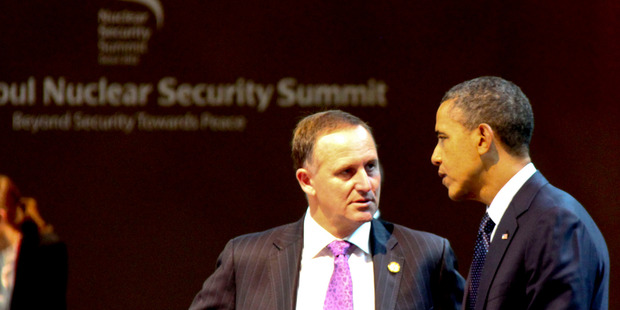 John Key, pictured here with Barack Obama in Seoul in March, was thanked by the US President for "overseeing" the TPP trade talk in Bali.