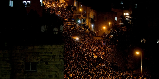 About 500,000 turned out for Rabbi Yosef's funeral procession, making it one of Israel's largest. Photo / AP
