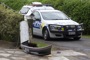 A police pursuit in Rotorua ended up with a bumper being torn off the car as the driver fled. Photo / Stephen Parker