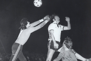 Brian Turner (centre) scored over Mexican goalie Ignacio Rodriguez during the All Whites' famous 1980 4-0 win at Bill McKinlay Park. Photo / John Sefton