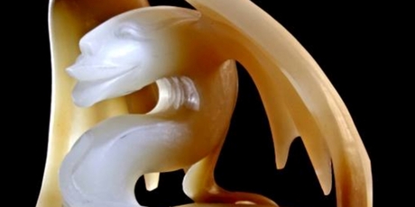Donn Salt's white dragon earned a silver medal in China's national Zi Gan Bei jade carving competition, chosen from over 2500 entries.