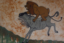 Painting of lion with prey. Photo / Sarah Ivey