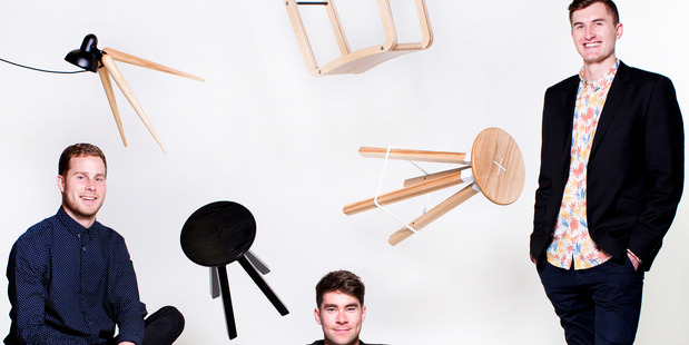 Furniture designers James McNab, Sam Griffin and Daniel Kamp from Y.S Collective. Photo / Babiche Martens.
