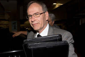 Auckland mayor Len Brown arriving at the Mayoral offices in Auckland this morning. Photo / Brett Phibbs