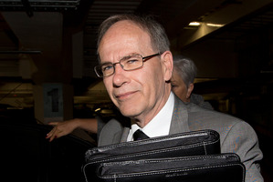 Auckland mayor Len Brown arriving at the Mayoral offices in Auckland this morning. Photo / Brett Phibbs