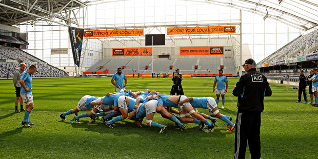 The All Black forwards can not afford to be complacent about the third Bledisloe test in Dunedin tonight. Photo / Getty Images