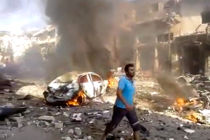 Syrian activist groups say the bombing in a rebel-held northwestern town has killed and wounded dozens of people. Photo / AP
