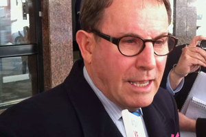 John Banks, speaking to media after the court decision today. Photo / Heather McCracken