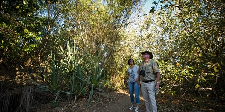 Judy Bailey on a path with Tony O'Connor, of Kookaburra Tours. Photo / Greg Bowker