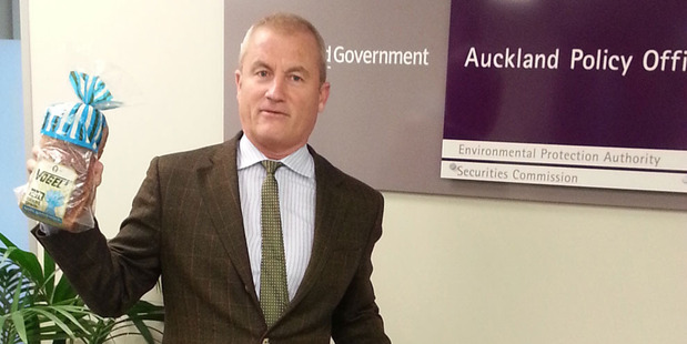 Ted Edwards delivered Vogel's bread to the Ministry of Business Innovation and Employment in protest today.