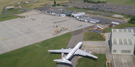 An aerial view of Manston Airport, in Kent, England.