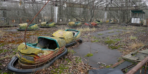 A playground in the deserted town of Pripyat, 3km from the Chernobyl nuclear power plant. Photo / AP