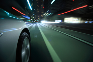 Driving in the night city
