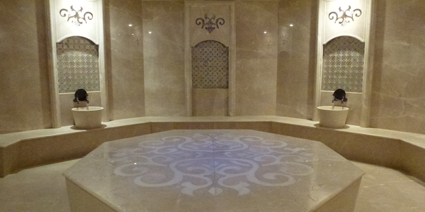 The hammam was a circular marble room with a starry domed ceiling and a raised, heated octagonal platform in the centre. Photo / Justine Tyerman