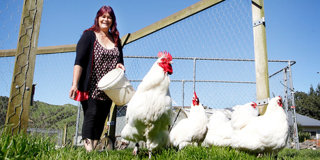 Sandy Mahon, is a rare-breed poultry breeder. Photo / Christine Cornege