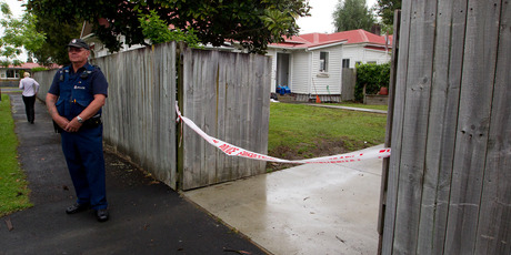 The Te Aroha Street property remains cordoned off while police investigate the teenager's death. Photo / Christine Cornege