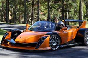 It may not be new with all the bells and whistles, but the Denny Hulme Supercar is a delight to drive, noisy with a ton of grunt. Pictures / Geoff Ridder, supplied