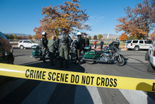 Police secure the scene near Sparks Middle School after a shooting in Sparks, Nevada. Photo / AP