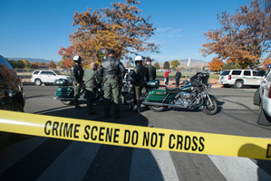 Police secure the scene near Sparks Middle School after a shooting in Sparks, Nevada. Photo / AP
