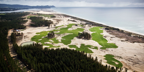 The international-class golf course Tara-iti is being built on dunes near the proposed sight of the luxury housing development. Photo / Greg Bowker