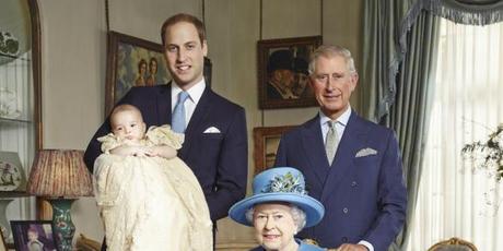 The Queen, her son Prince Charles, her grandson Prince William and great-grandson, Prince George.Photo / Jason Bell