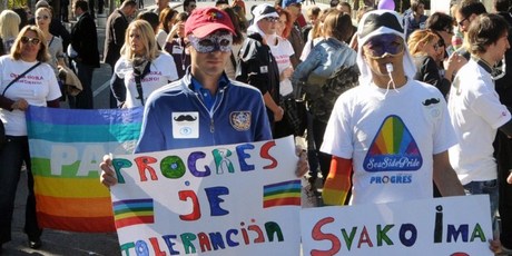 Participants take part in Montenegro gay pride parade in Podgorica. Photo / AFP