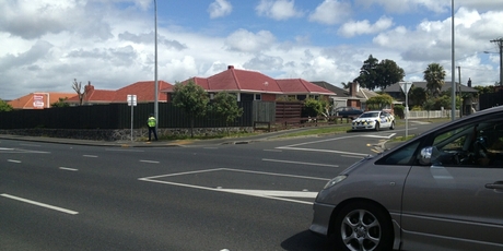 Police say the pole was too small to hide the officer and his car was likely at the ready to pursue offenders.