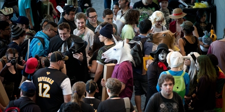 Only about 2000 of the 25,000 strong crowd at Armageddon seemed to make it beyond the blockbuster expos to find local authors and artists. Photo / Richard Robinson