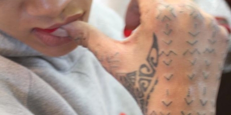 Rihanna's Maori tattoo was created during her tour.