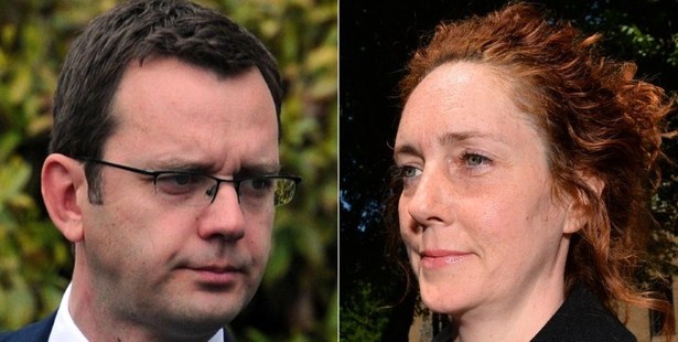 Former News of the World editor and Downing Street communications chief, Andy Coulson, (L) and Rebekah Brooks. Photo / AFP