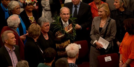 Auckland City mayor Len Brown during the Council's inaugural meeting at the Auckland Town hall this evening. Photo / Brett Phibbs