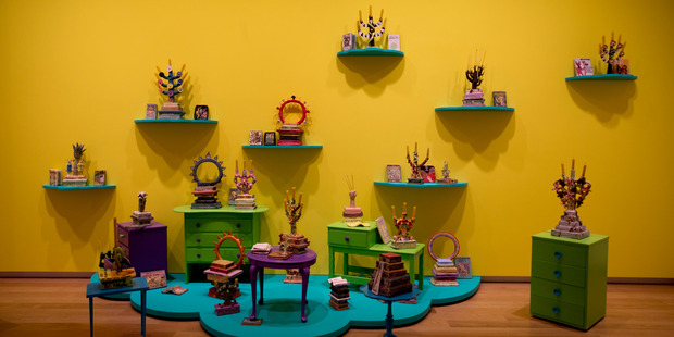 Tessa Laird ceramics in the Freedom Farmers exhibition at Auckland Art Gallery. Photo / Dean Purcell