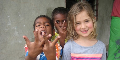 Orisi and Mia Kara at the Fijian village Vunaqow on the Sigatoka River.