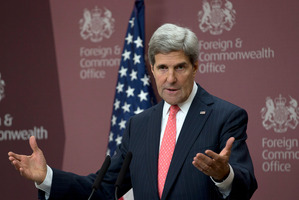 U.S. Secretary of State John Kerry speaks to the media at the British Foreign Office in London. Photo / AP