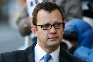 Former News of the World editor Andy Coulson arrives at the Central Criminal Court in London. Photo / AP