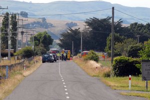 Emergency crews at the site of the hot air balloon disaster in Somerset Road in Carterton that claimed 11 lives on January 7 last year.