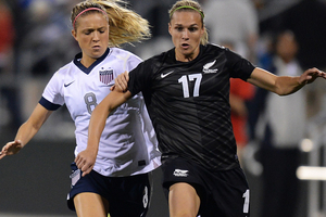 A late Hannah Wilkinson equaliser has earned the Football Ferns a 1-1 draw against the USA in an international friendly in Columbus today. Photo / Getty Images.