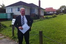 Housing Minister Nick Smith at the site where some of the proposed houses this afternoon. Photo / Heather McCracken 
