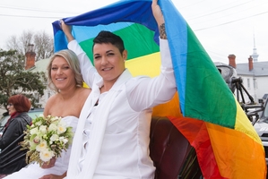 Melissa Ray (left) and Tash Vitali say being married has not changed their life much although they are making plans for the future. Photo / Greg Bowker