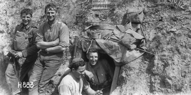 A sense of humour helped New Zealand soldiers survive the Western Front. The reference to cannibals pokes fun at German propaganda, which claimed Kiwi troops had a taste for human flesh.